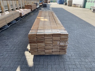 Ca. 55x Guyana Teak Beschoeiingsplanken, 20x200mm, lengte 9/350cm, 16/